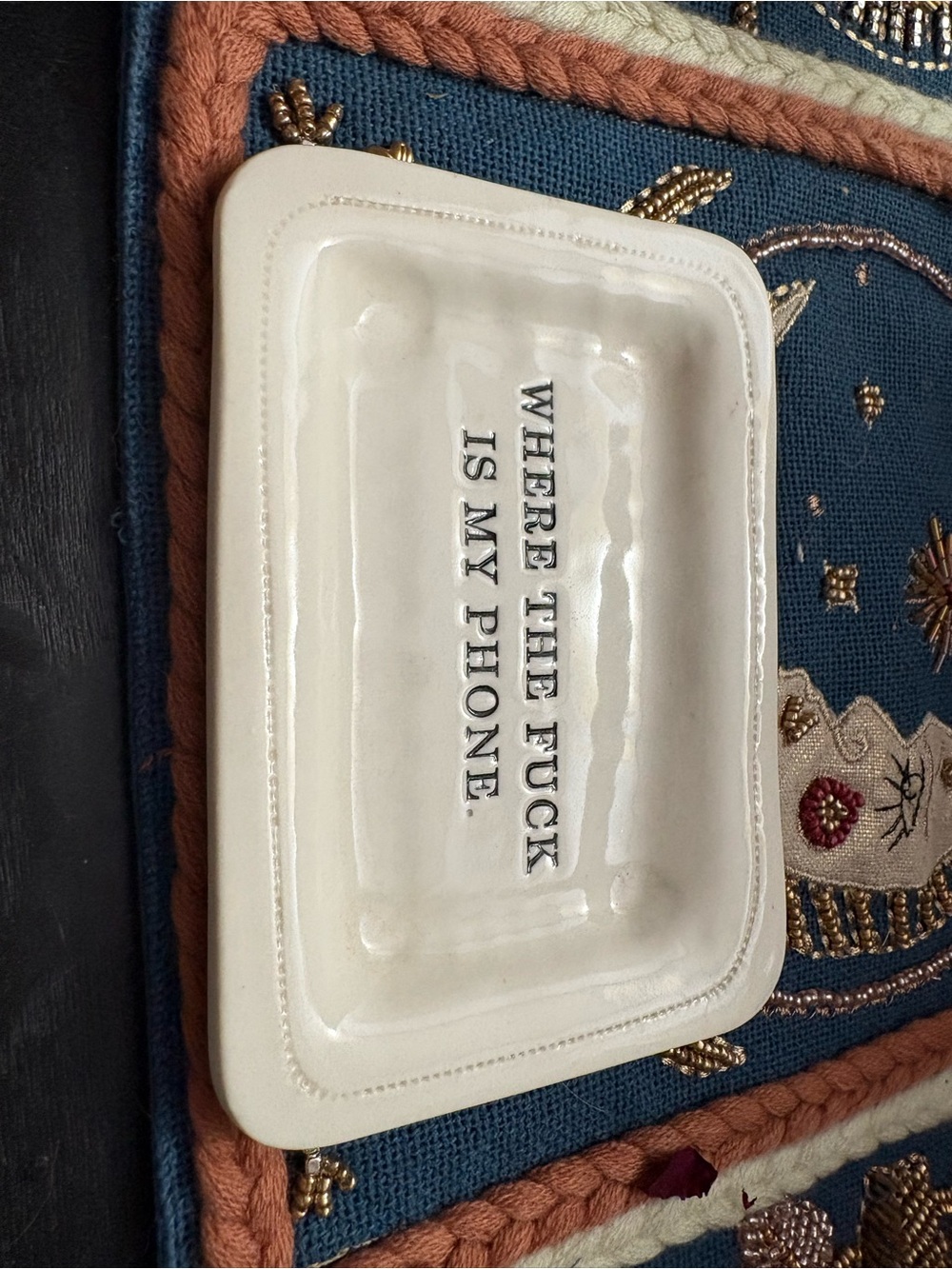 Ceramic Catchall Tray in White - Novelty Phone Tray